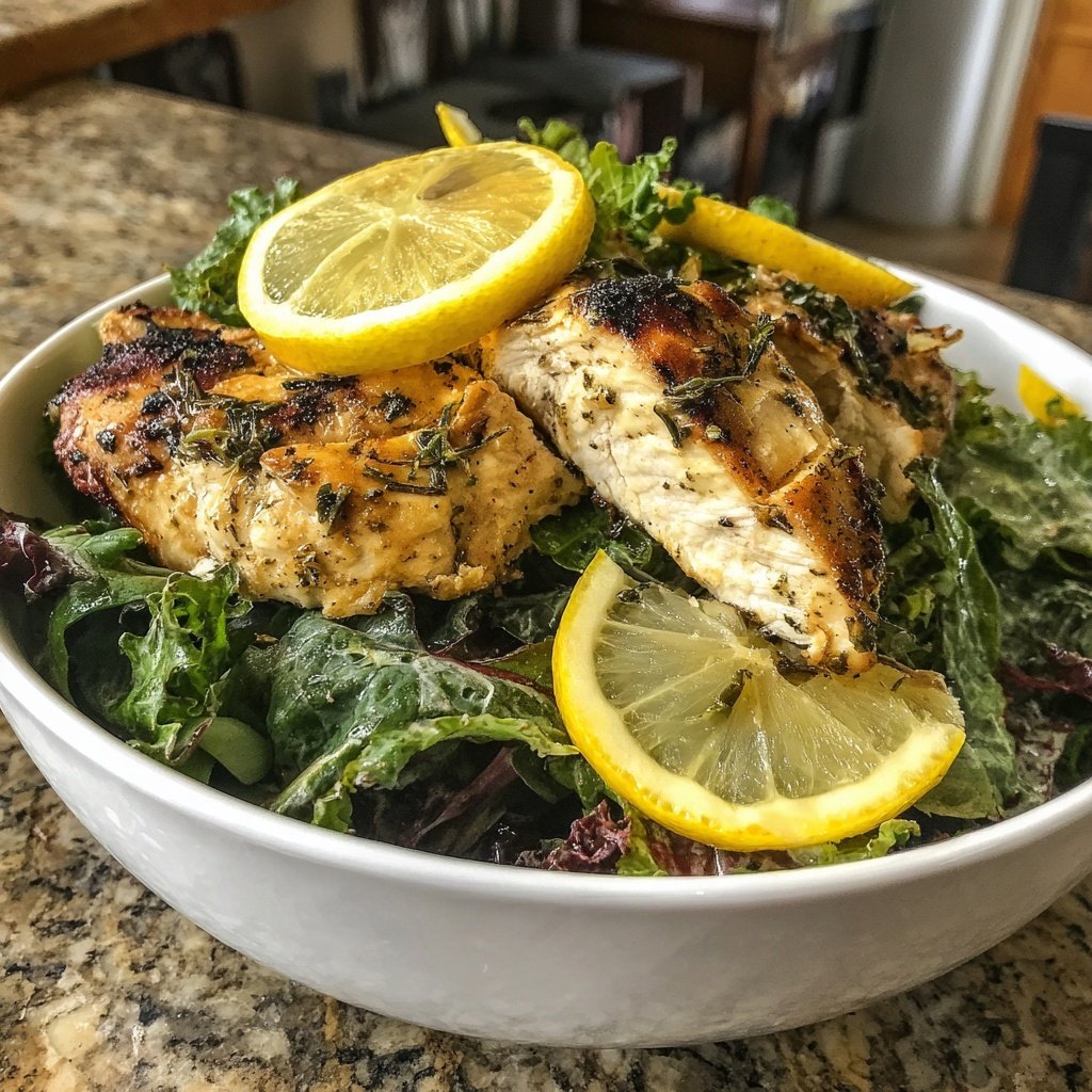 Zitronen Kräuter Hähnchen Salat