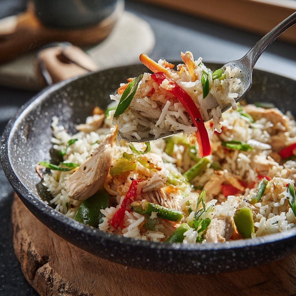 Ein Topf Hähnchen Reisgericht