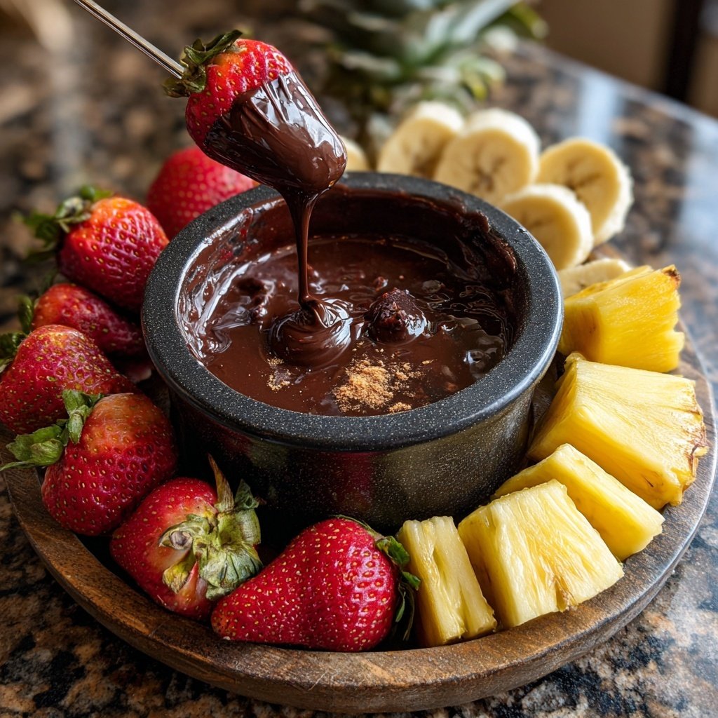 Tropische Frucht Schokoladen Fondue