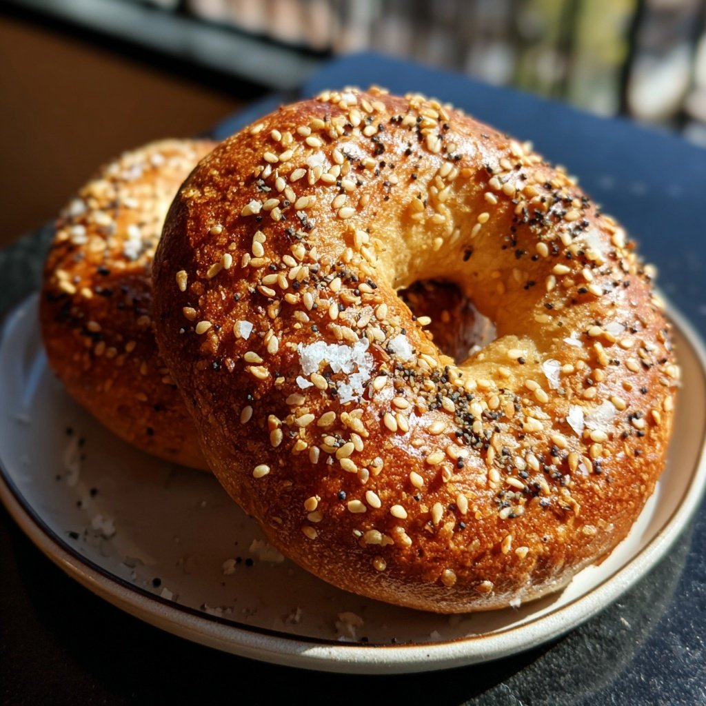 Protein Bagels mit Sesamsamen Knusprig