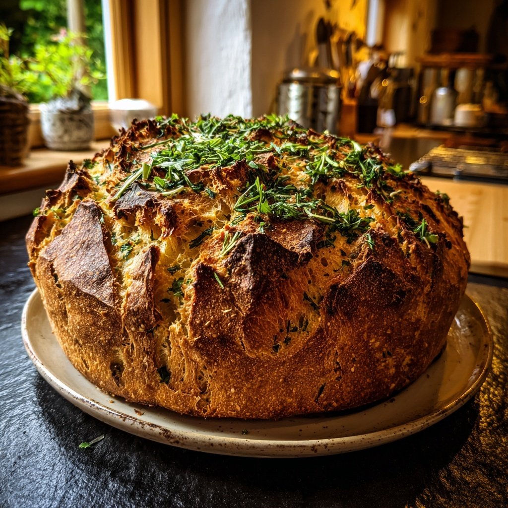 Knoblauch Brot mit Kräuter Kruste