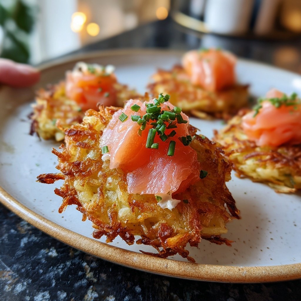 Mini-Kartoffelrösti mit Räucherlachs