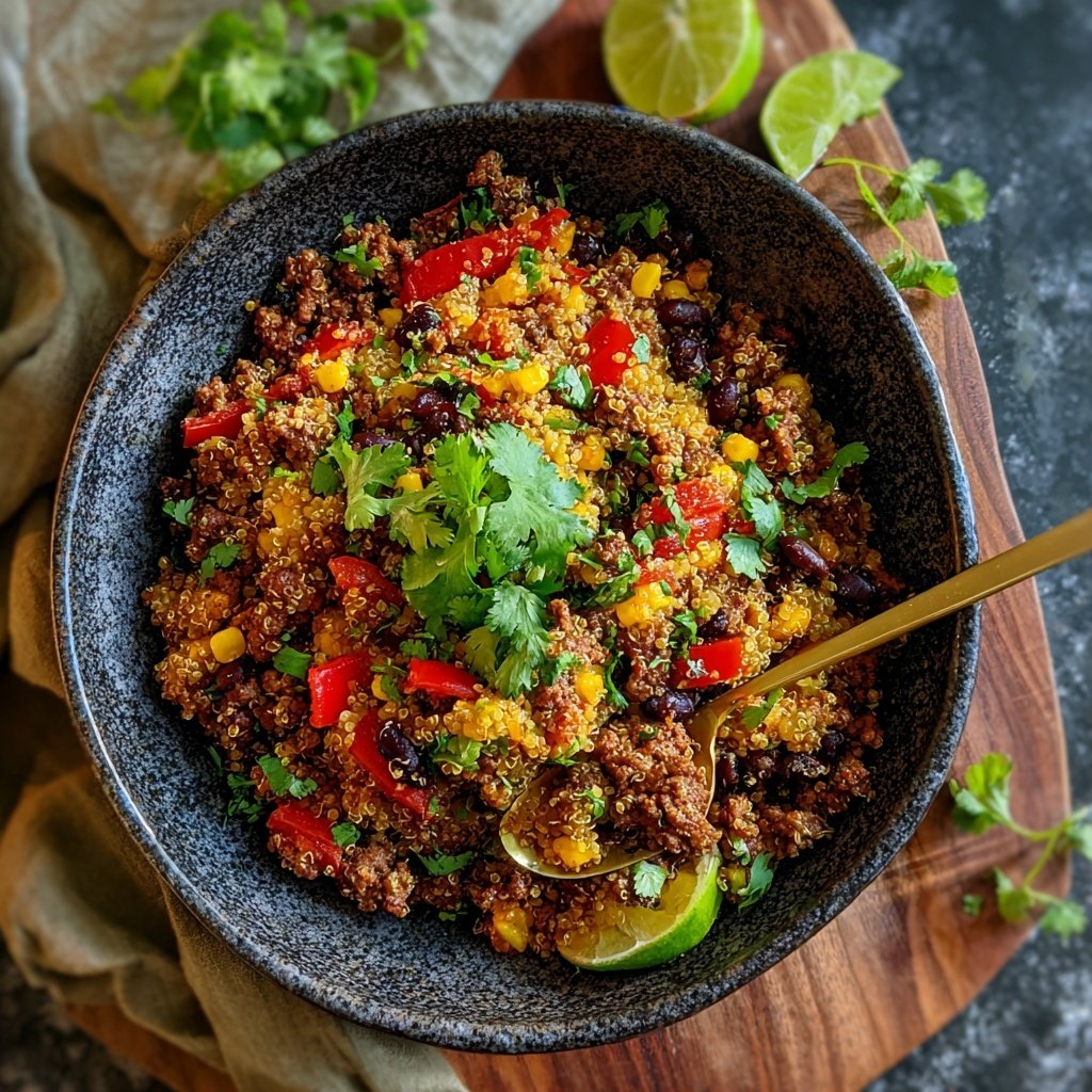 Hackfleisch Quinoa Bowl