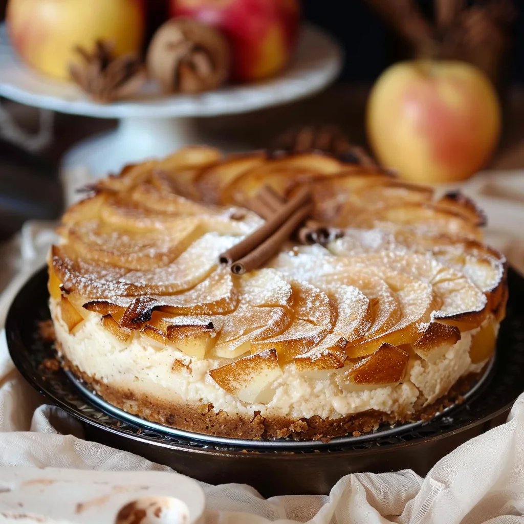 Apfel-Zimt-Käsekuchen mit Spekulatiusboden