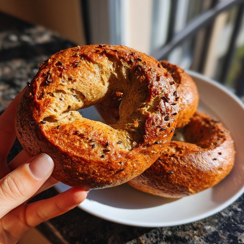 Protein Bagels mit Ingwer Melasse Gewürz