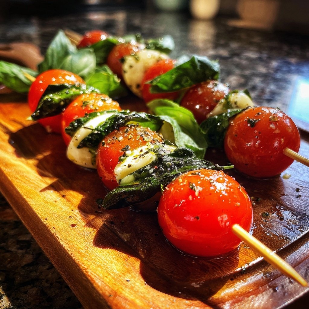 Einfache Caprese Kirsch Tomaten Spieße