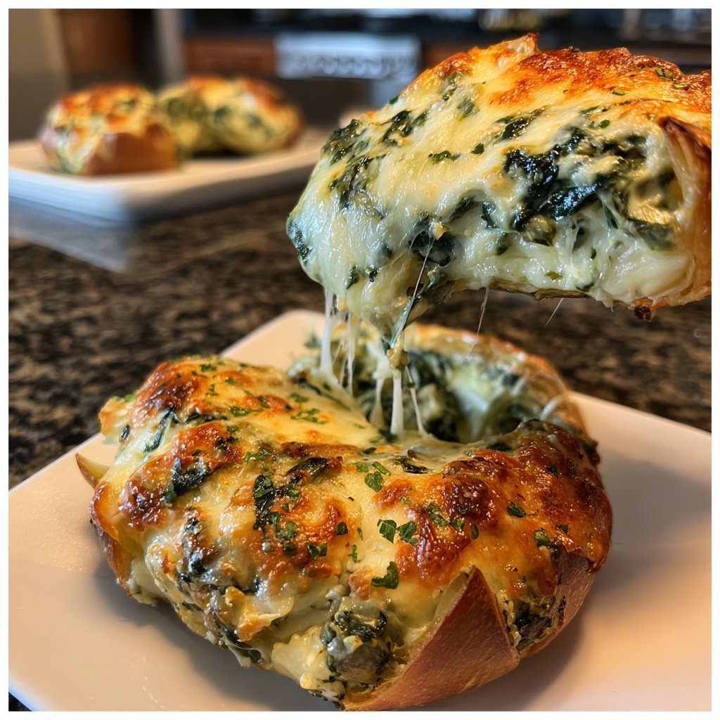 Mit Spinat gefüllte Artischocken mit Käse