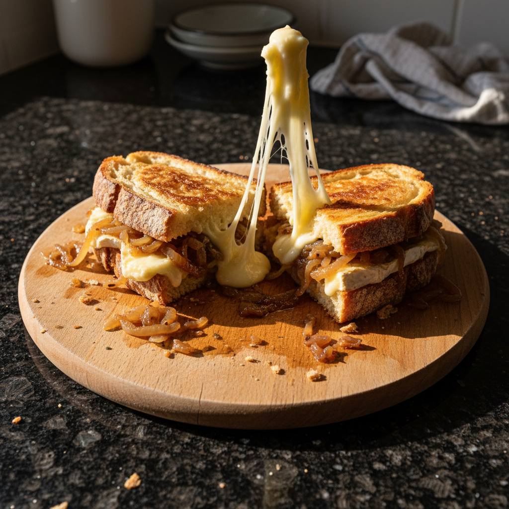 Karamellisierte Zwiebel und Brie Sandwich