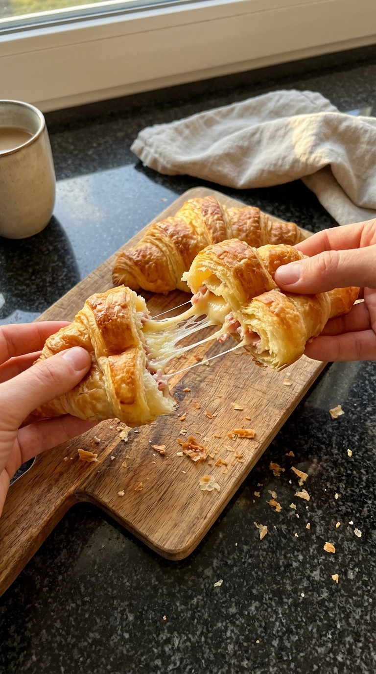 Blättrige Schinken Käse Croissants​
