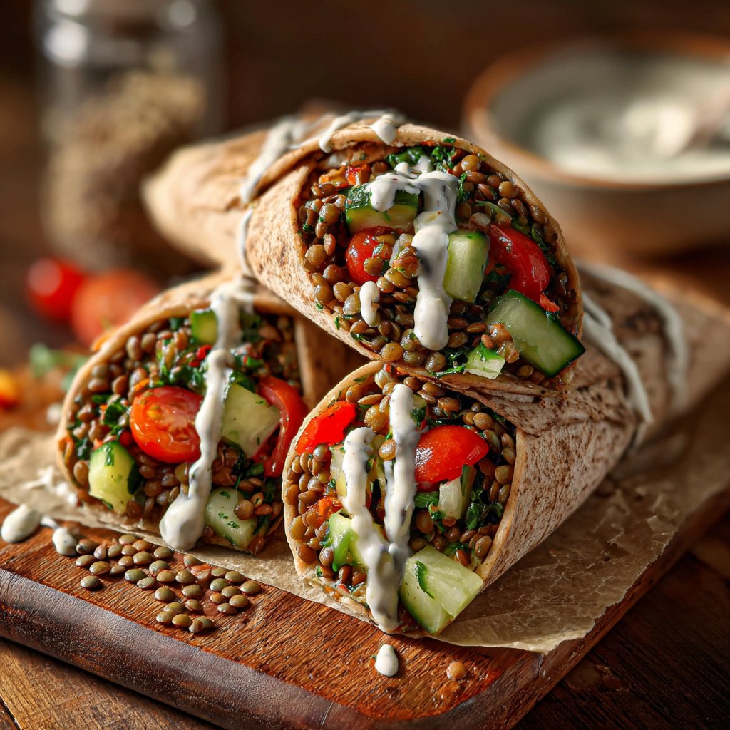 Mediterranean Lentil Salad Wraps