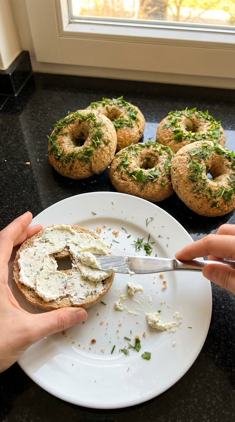 Kräuter Frischkäse Hochprotein Bagels