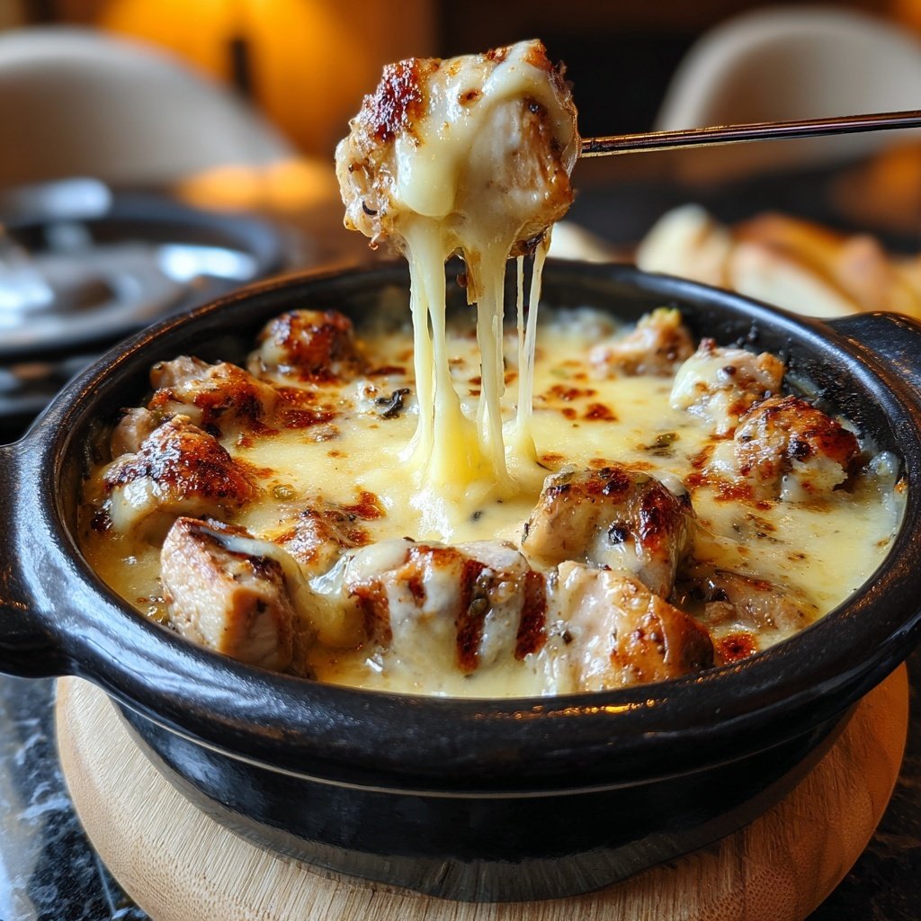 Fleischfondue mit Hähnchen und Pute