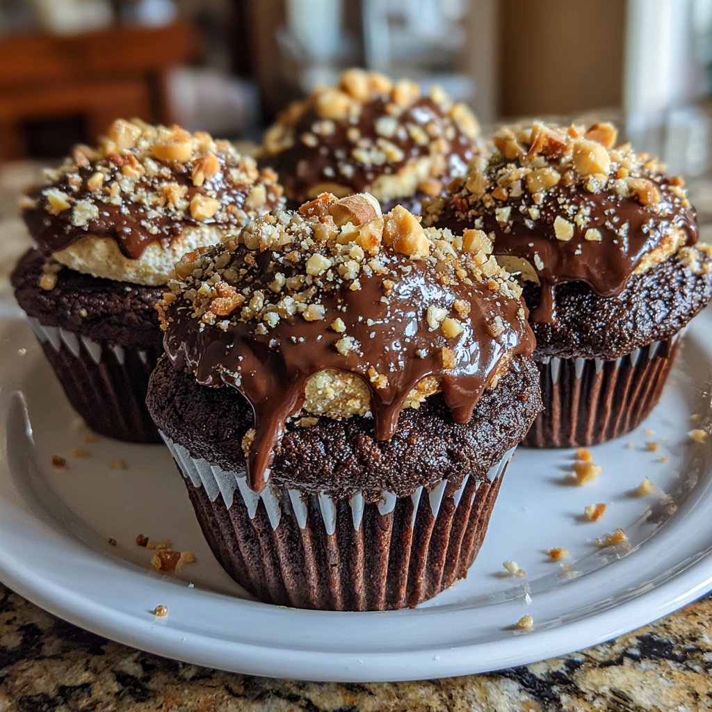 Nussige Schokoladen-Haselnuss-Cupcakes