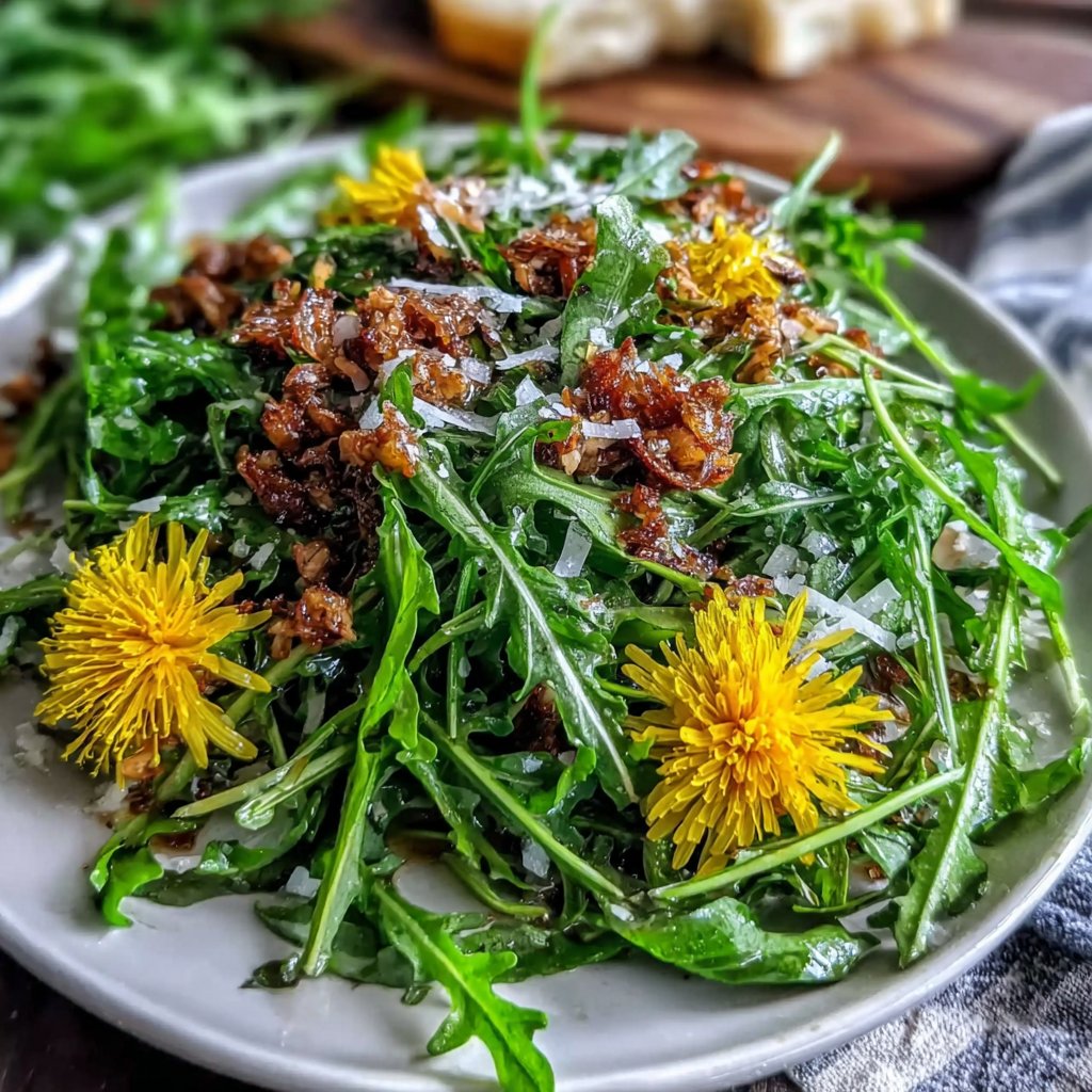 Löwenzahn-Salat mit Olivenöl