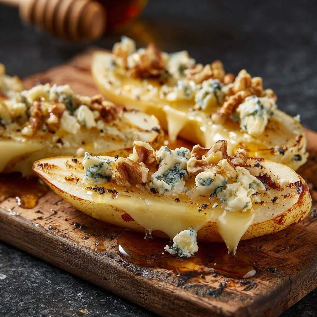 Raclette mit Birne und Blauschimmelkäse