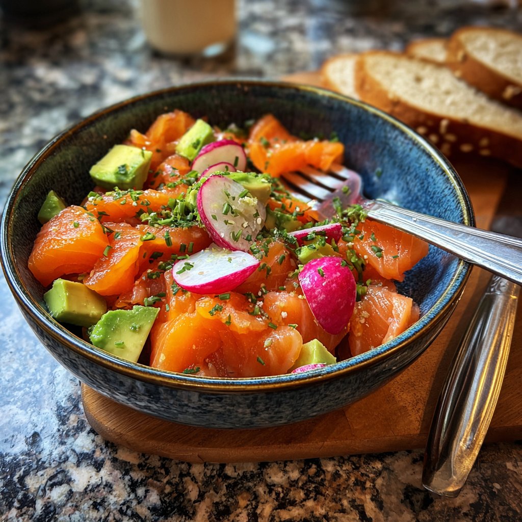 Pikantes Lachsfrühstücks-Bowl