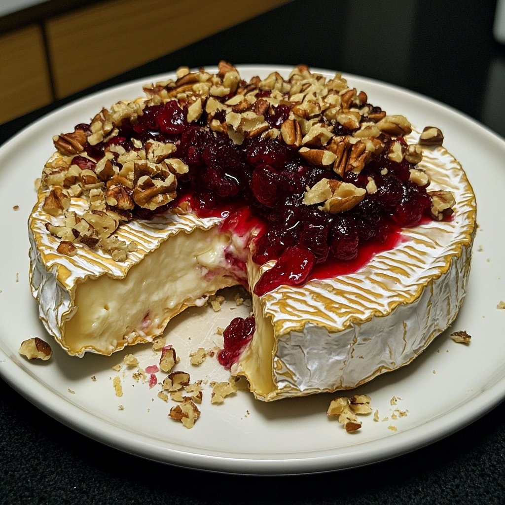 Gebackener Camembert mit Preiselbeeren und Nüssen