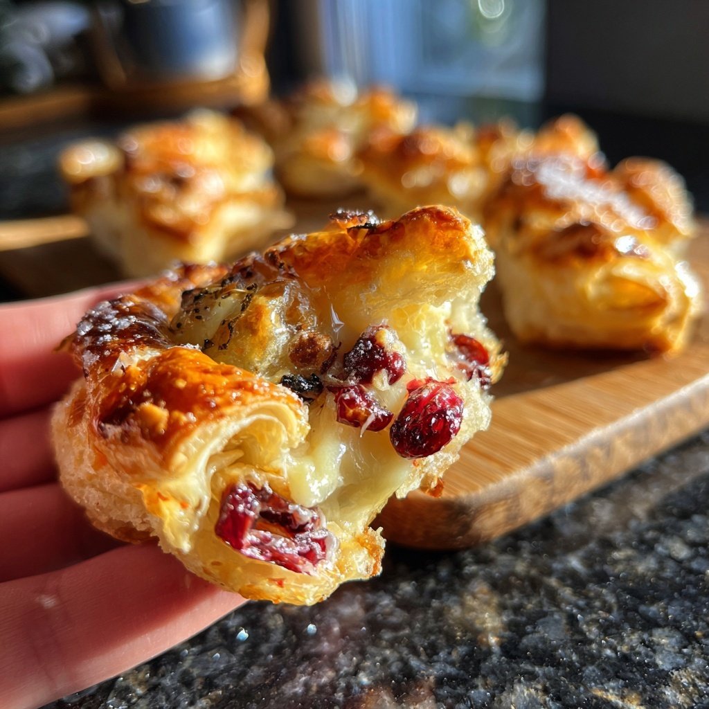 Blätterteig Häppchen mit Cranberry und Brie