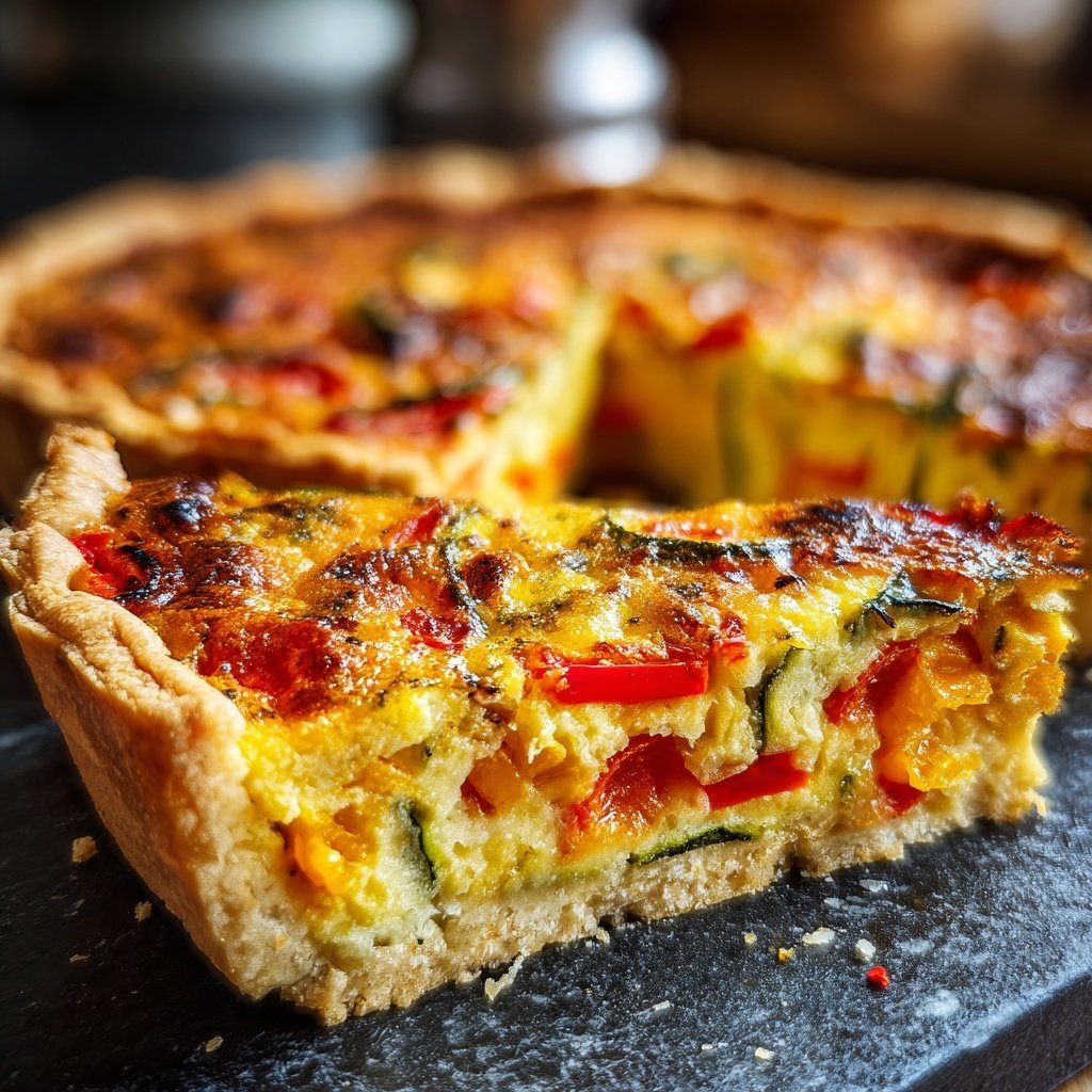Herzhafte Gemüse Quiche Stücke