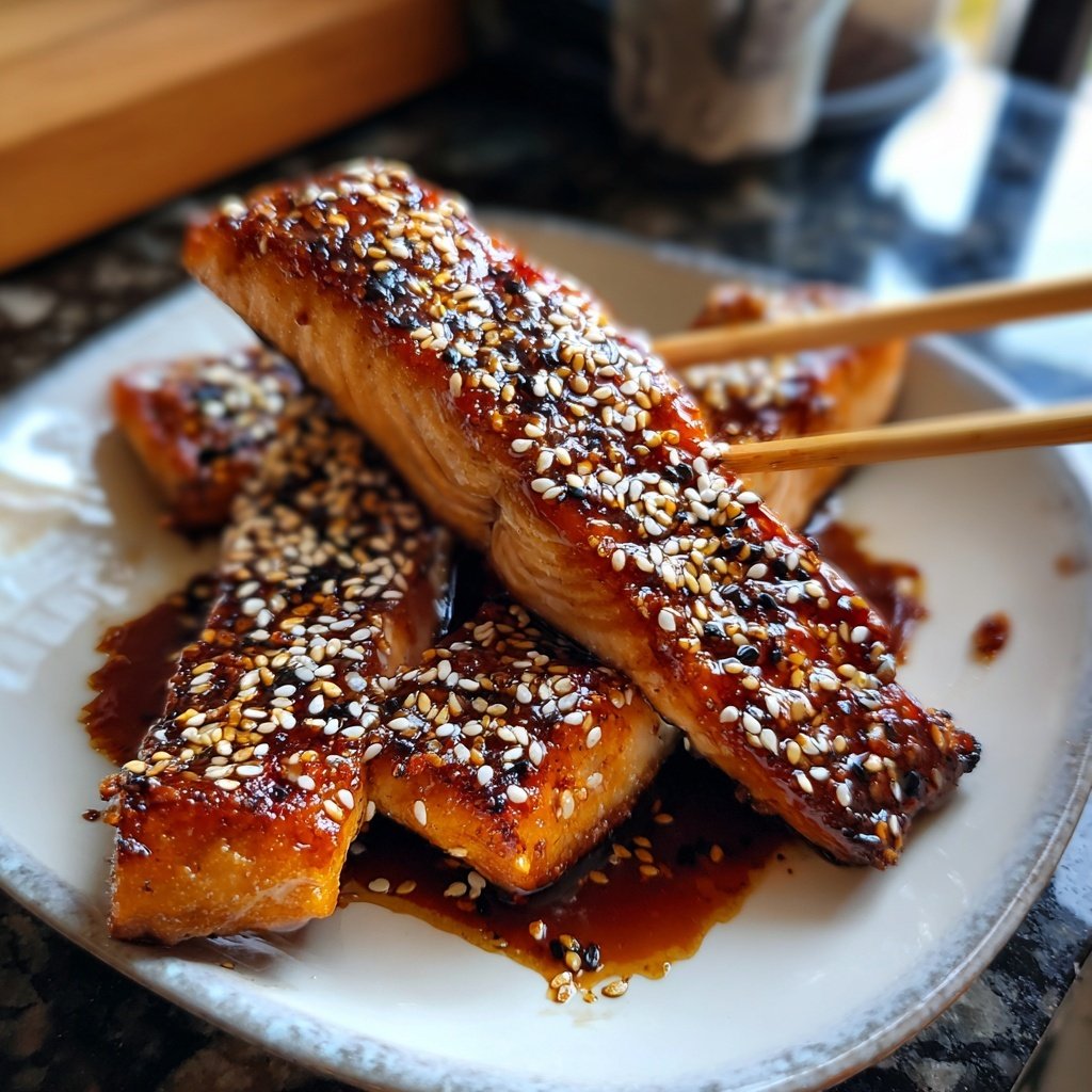 Miso glasierter Lachs mit Sesam