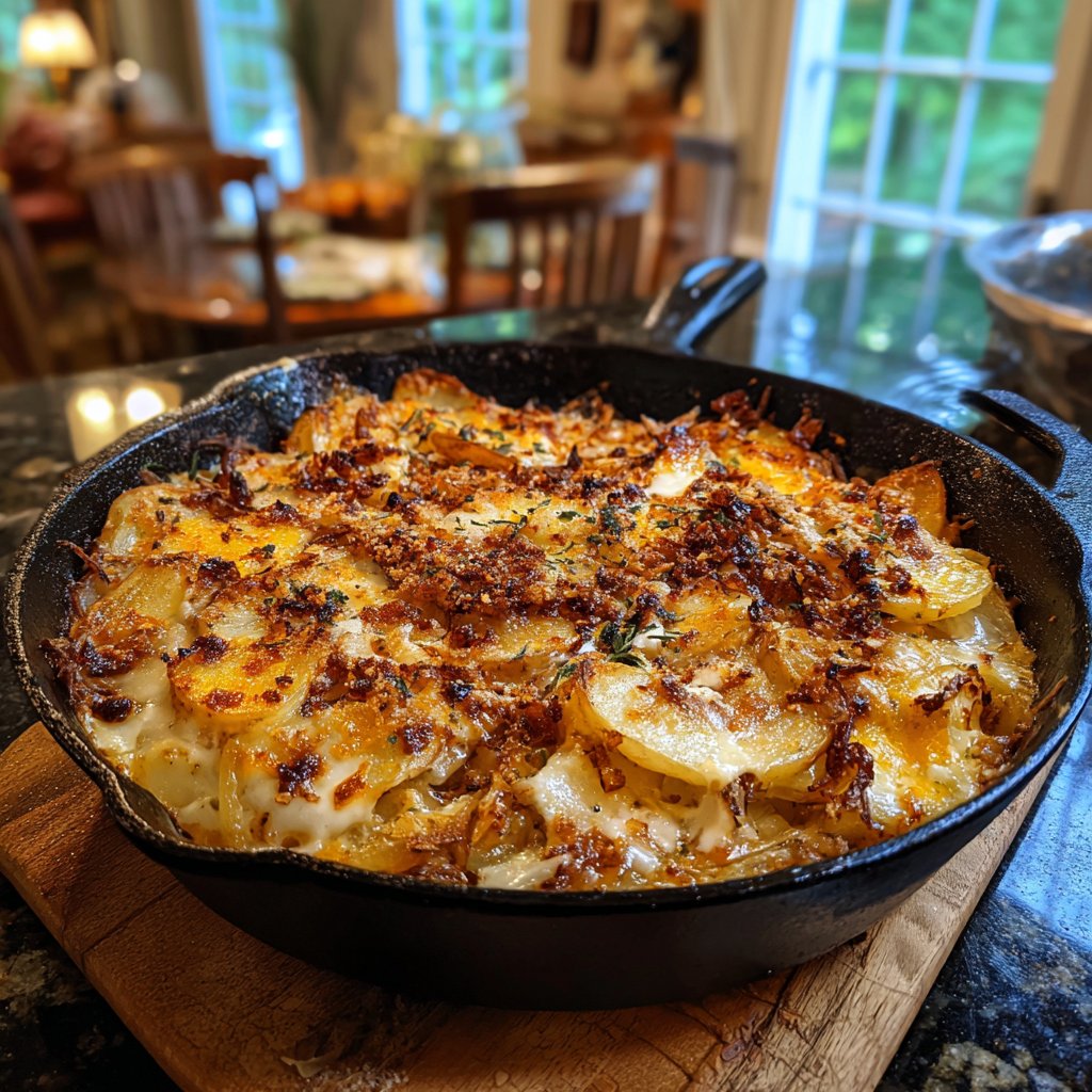 Irische Cheddar und Kartoffel Pfanne
