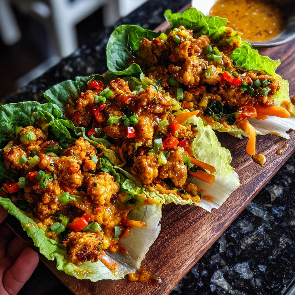 Würzige Hähnchen-Lettuce-Wraps