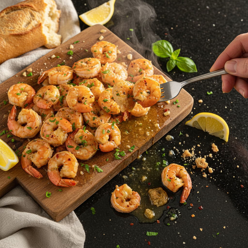 Romantisches Garnelen Scampi Dinner