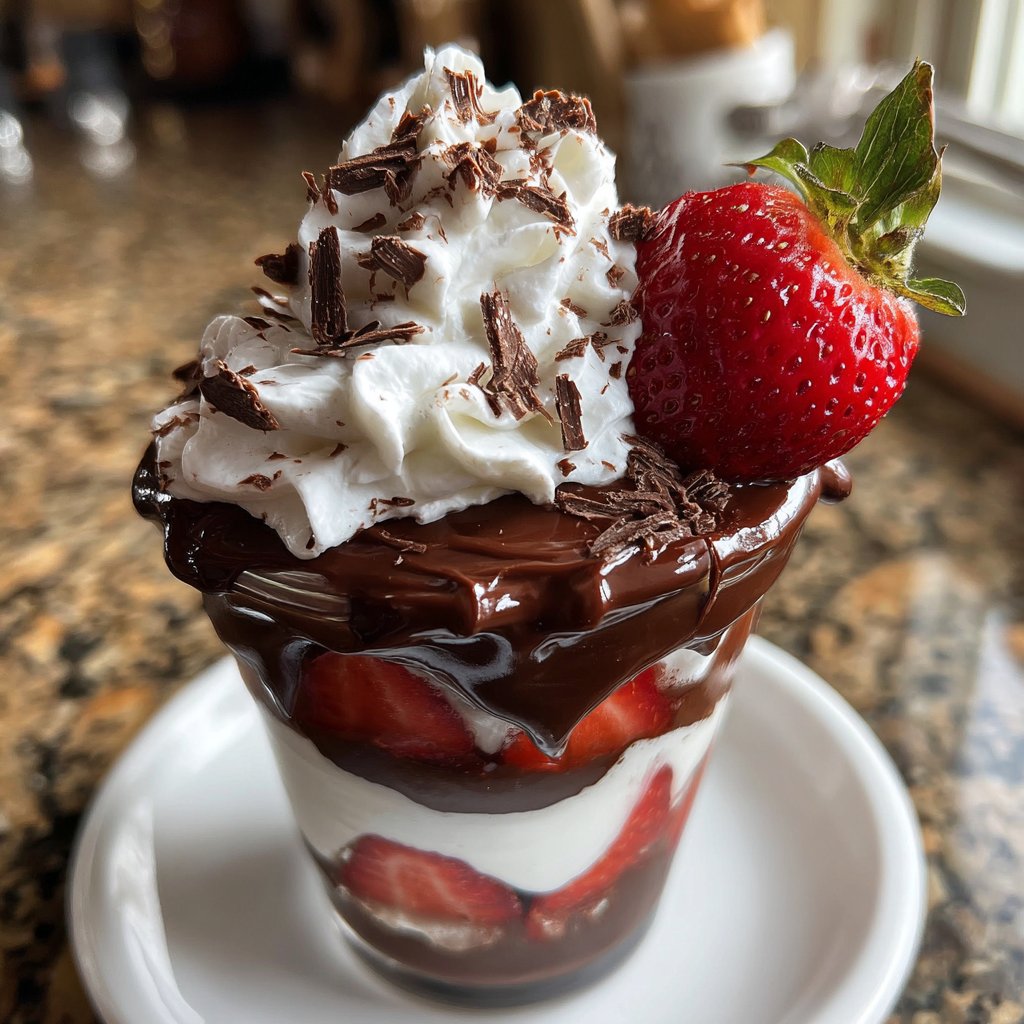 Schokoladen-Dip Erdbeer-Parfait