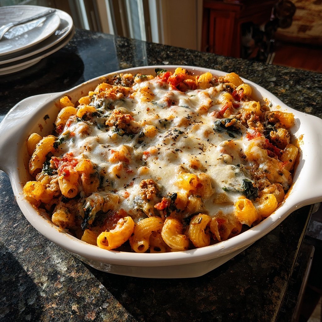 Cremiger Hackfleisch-Pasta-Auflauf