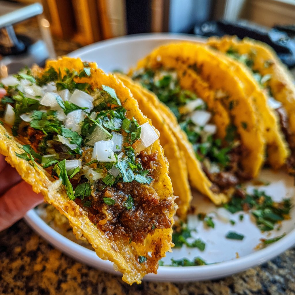 Winzige Tacos mit Rind Bohne