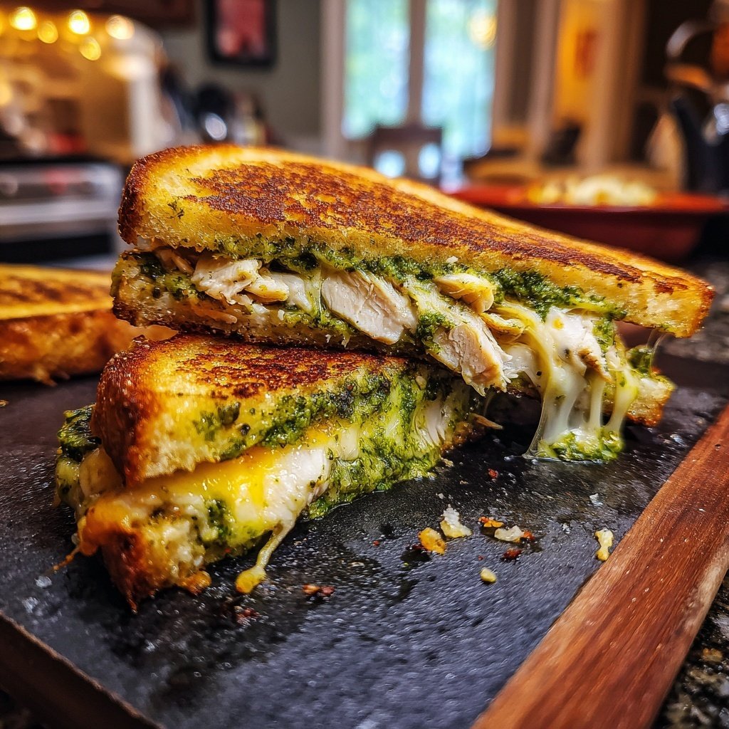 Einfache Hühnchen Pesto Panini