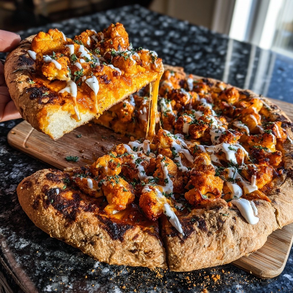 Vegane Buffalo Blumenkohl Pizza